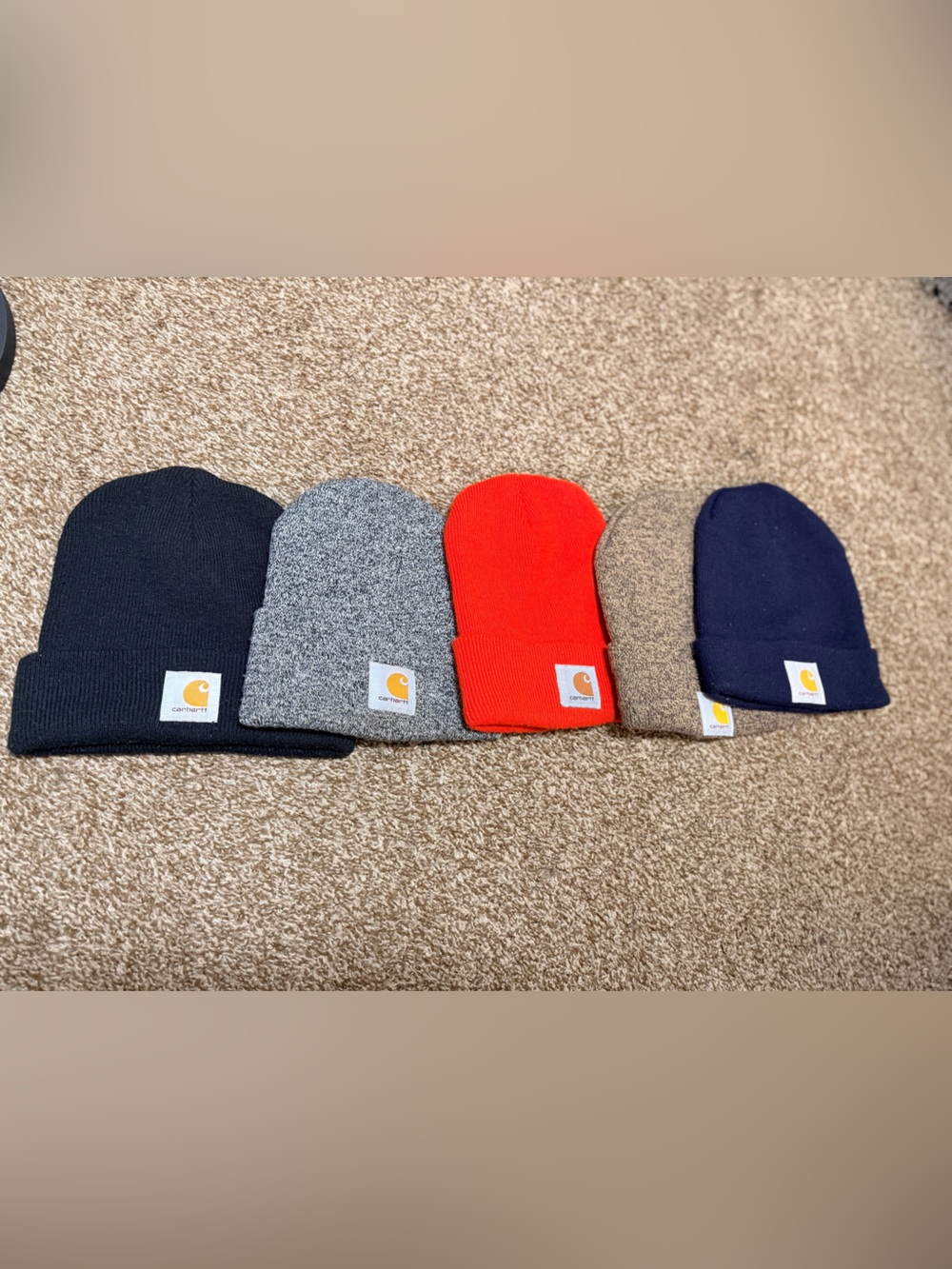 Carhartt Beanie Hat Lot of 5 Black Gray Orange Brown Navy Workwear